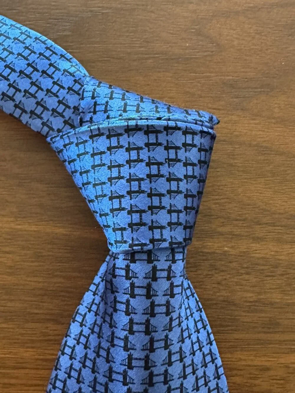 Dunhill Light Blue Brown Geometric Silk Tie